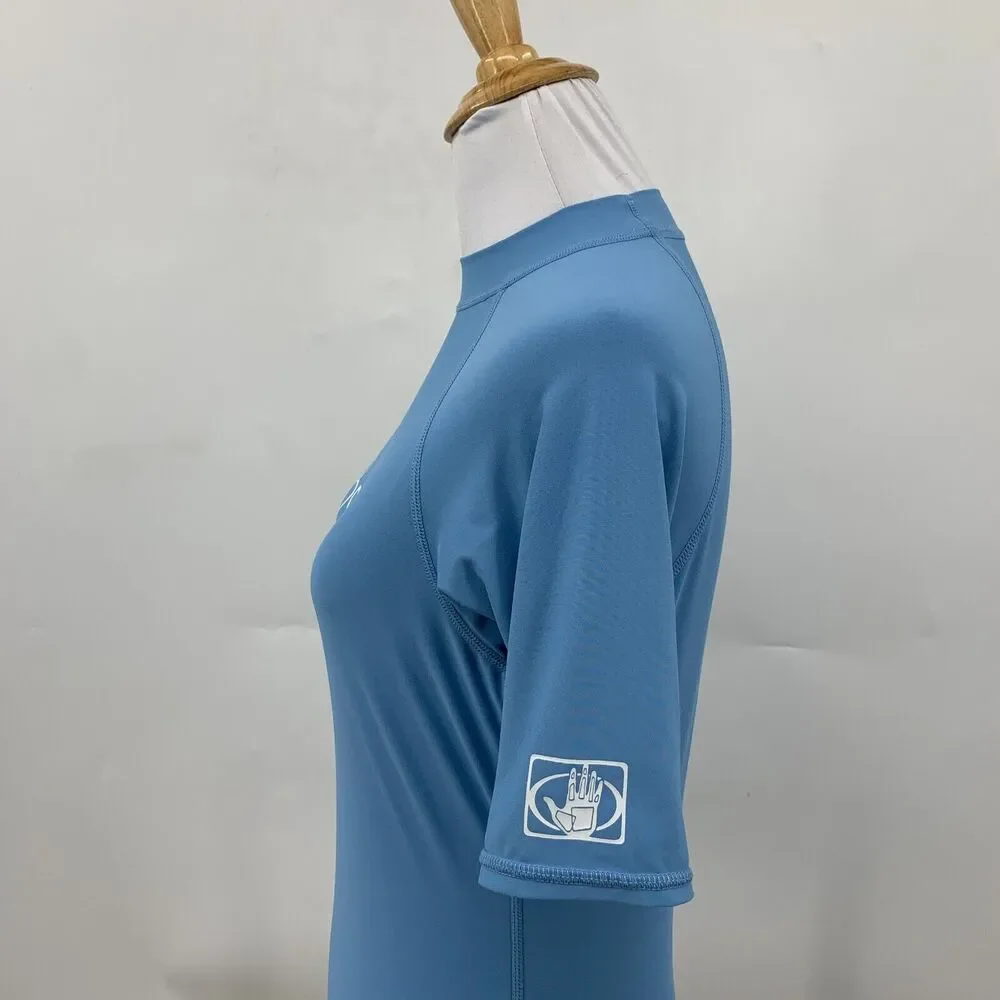 Body Glove Rash Guard Youth Kids M Medium Niagra Blue Short Sleeve Mock UVP50